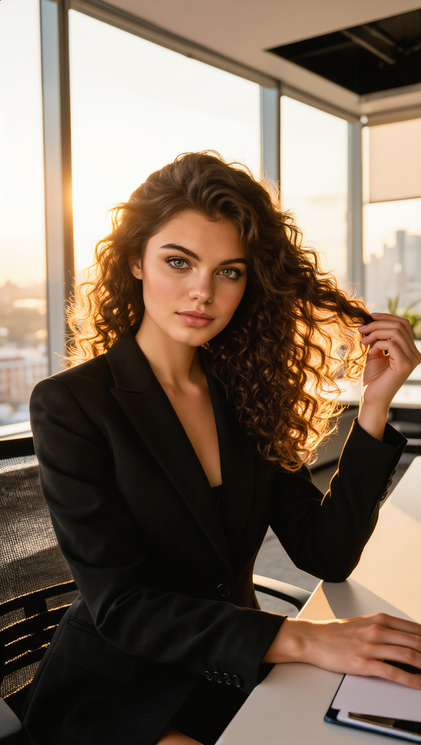 AI trained model sunset portrait